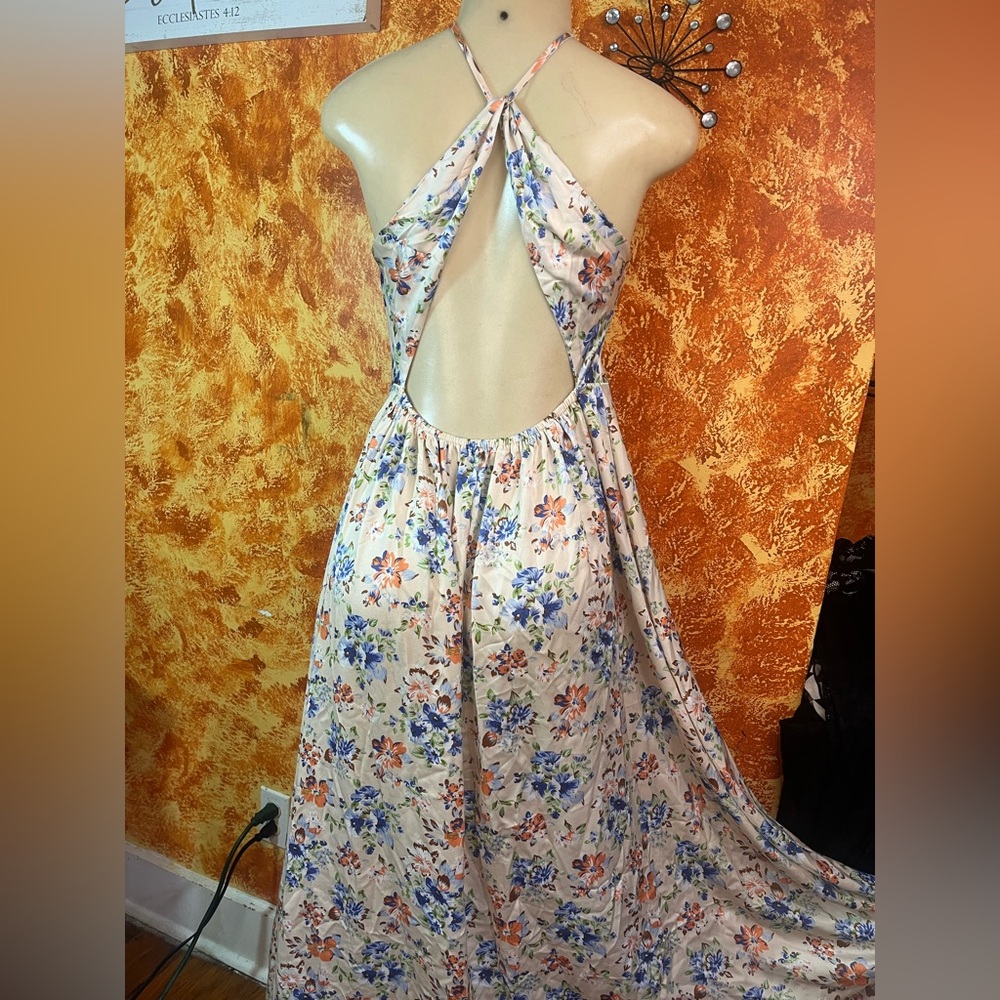 SHEIN Floral Print Dress with Blue and Orange Accents - Picture 4 of 7